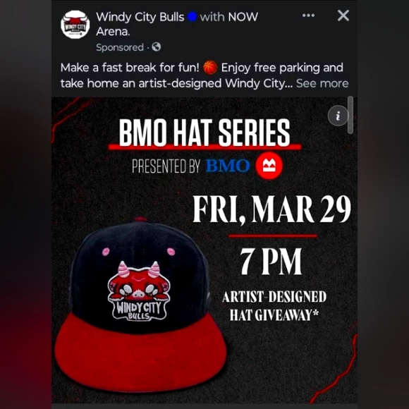 Chicago Bulls BMO Hat Artist Series Windy City Bulls SGA 3/29/2024 - Picture 1 of 9